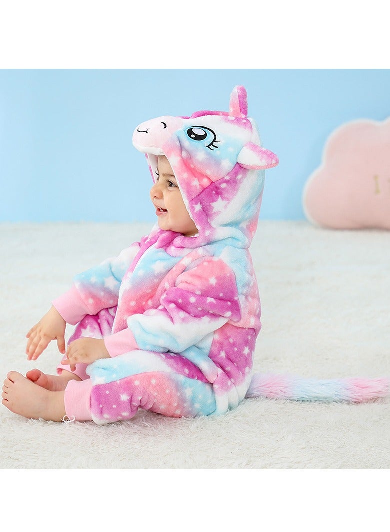 Loquat Flannel Children's Climbing Clothes Baby Autumn Winter Long Sleeved Clothes Jumpsuit Newborn Cartoon Jumpsuit  - Image 4