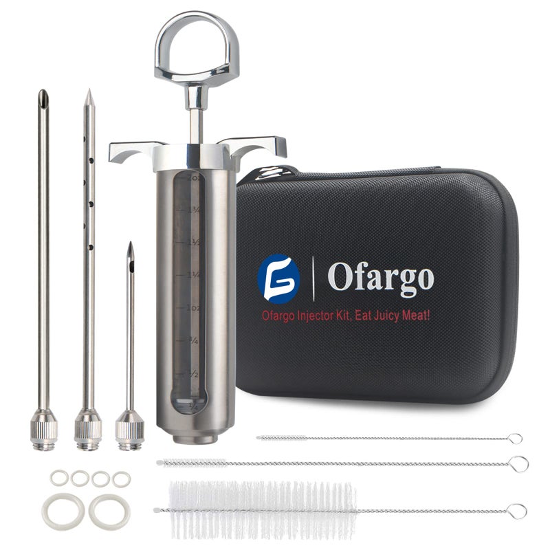 Ofargo Ofargo Meat Injector Kit for Smoker with 3 Marinade Flavor BBQ Injector Syringe Needles Injector Marinades for Meats Turkey Brisket 2oz Paper and EBook PDF User Manual Included 