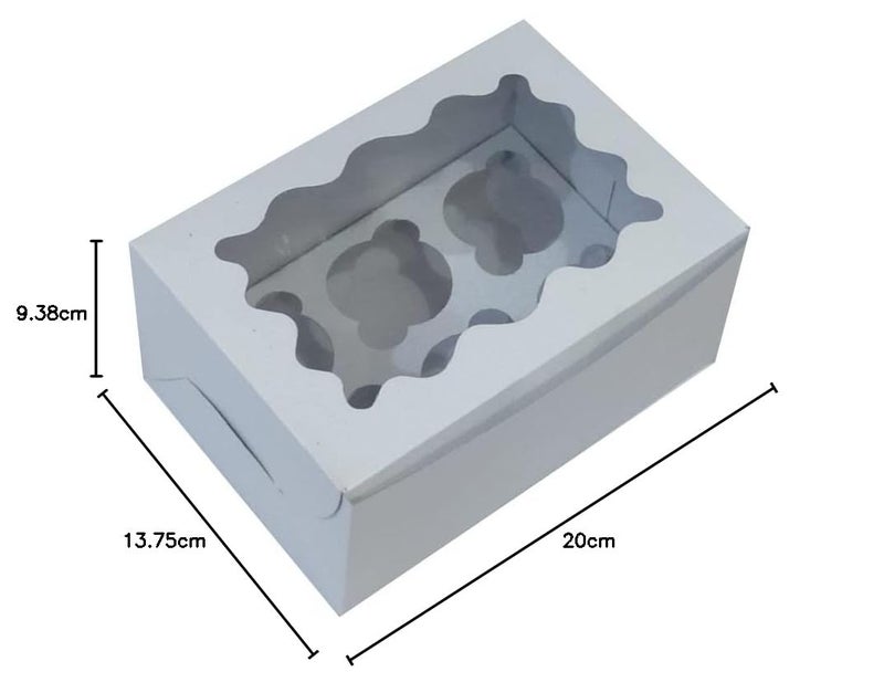 NIPS PACKAGING PVT LTD Nips Packaging Cupcake boxes with white Window6 Regular Cupcake Box8 x 55 x 375 White colour boxes Set of 10 - Image 2