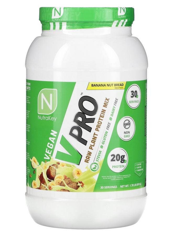 NutraKey V Pro Raw Plant Protein Mix Banana Nut Bread 1.78 lb (810 g) 