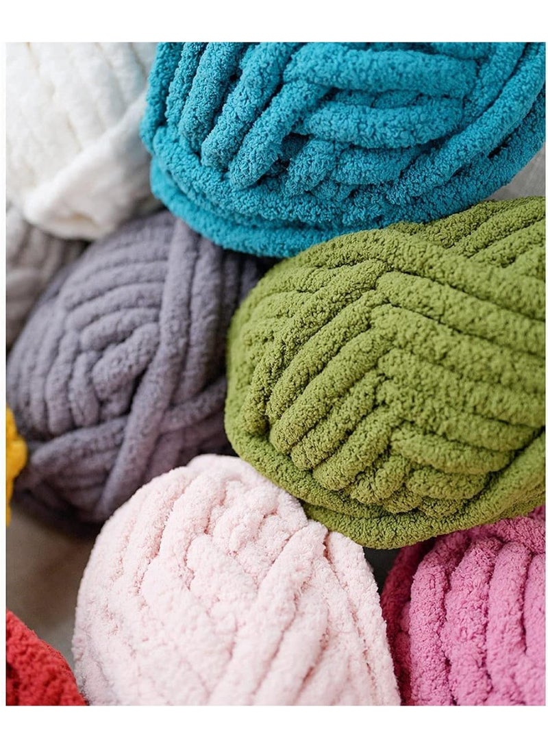 HZYH Chunky Knit Chenille Yarn for Hand Knitting, Super Soft Jumbo Blanket Yarn in Sage Green, Bulk Yarn for DIY Crafts - Image 5