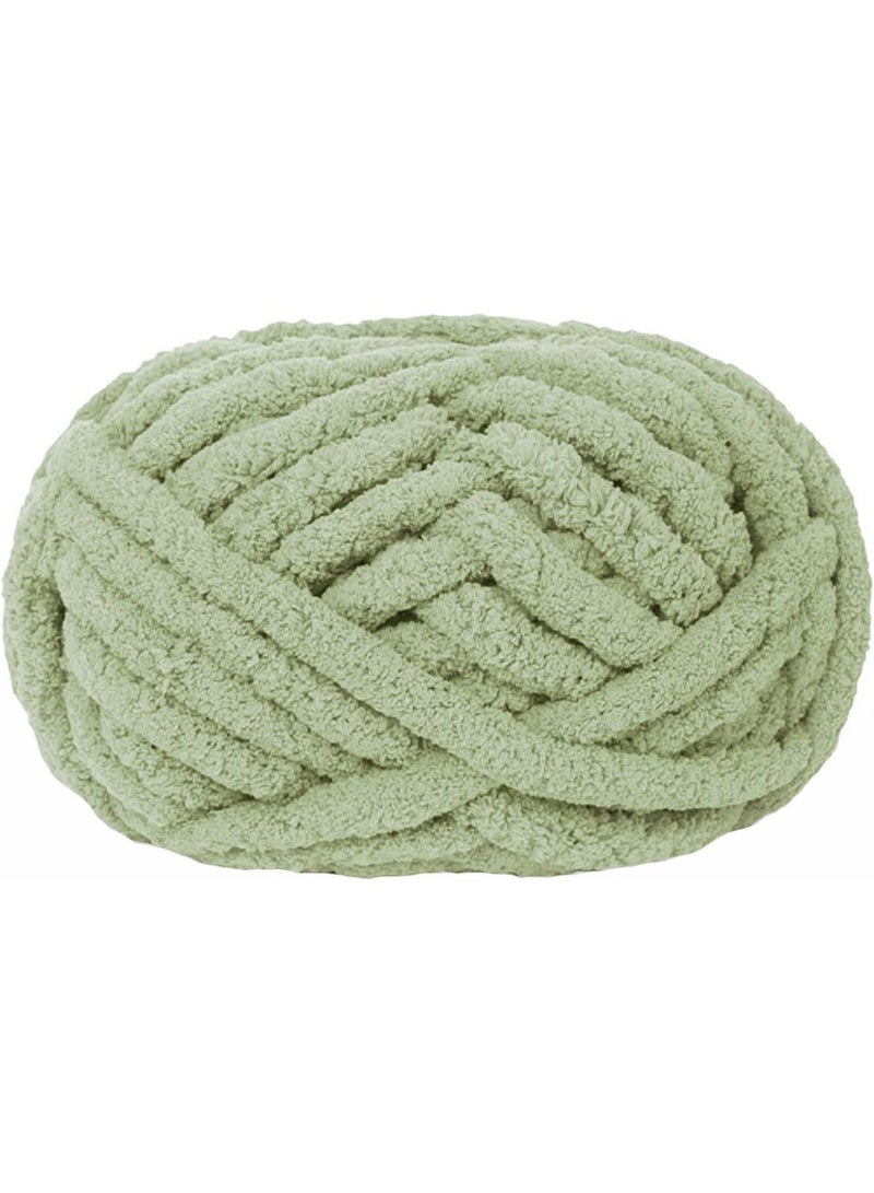 HZYH Chunky Knit Chenille Yarn for Hand Knitting, Super Soft Jumbo Blanket Yarn in Sage Green, Bulk Yarn for DIY Crafts - Image 1