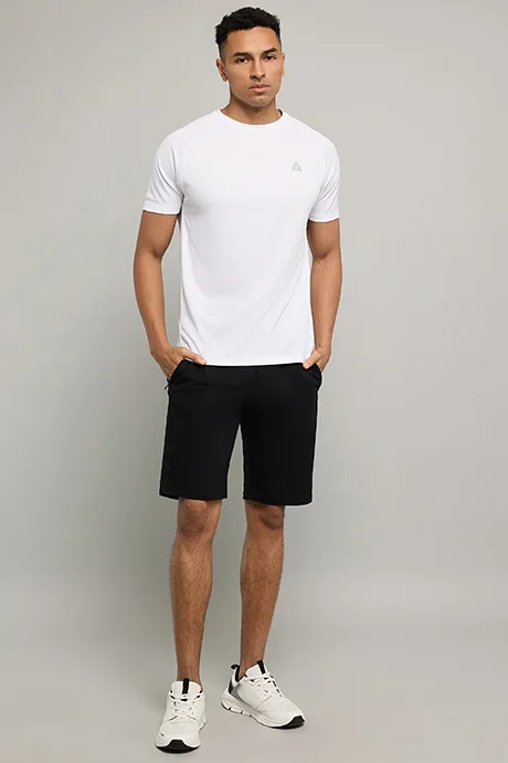 R&B Solid Shorts with Drawstring Waist