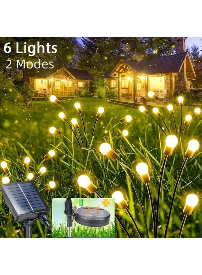 Solar Firefly Garden Lights 6 LED Warm White All Weather Outdoor Decor - Image 1