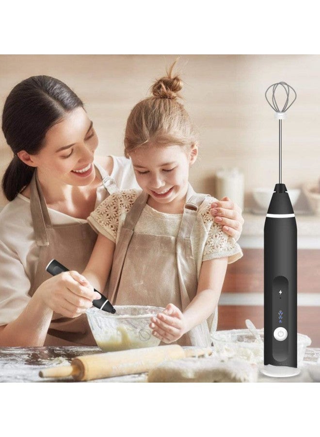 WAOKN Milk Frother, Coffee Milk Frother, Electric Egg Beater, Handheld Milk Frother, USB Charging, Three-speed Intensity Adjustment Milk Frother, Three-in-one Milk Frother, Suitable for Coffee,Latte,Black  - Image 5