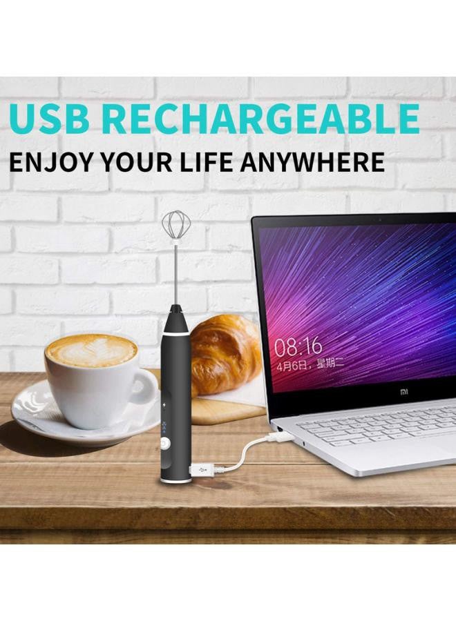 WAOKN Milk Frother, Coffee Milk Frother, Electric Egg Beater, Handheld Milk Frother, USB Charging, Three-speed Intensity Adjustment Milk Frother, Three-in-one Milk Frother, Suitable for Coffee,Latte,Black  - Image 4