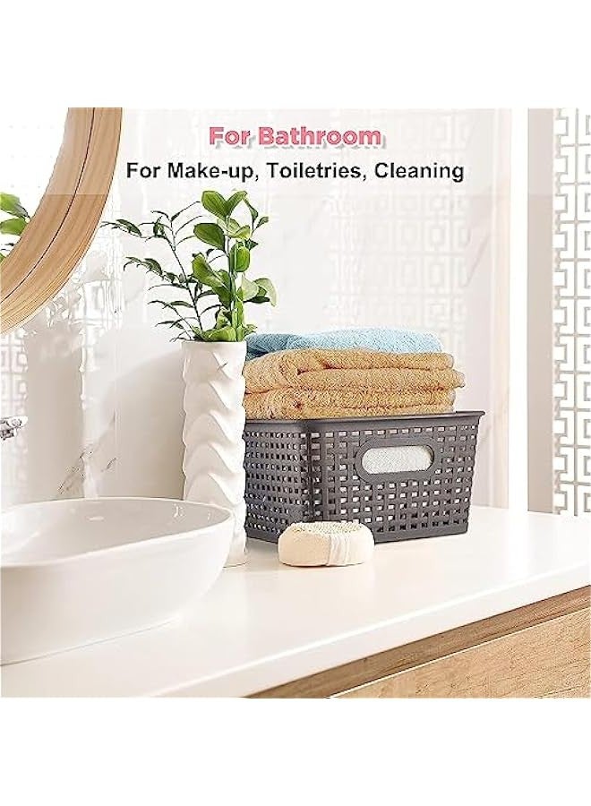 TRASSLE Plastic Storage Baskets Set of 6 Durable Small Pantry Organizer Bins Stackable Basket Household Organizers for Kitchen, Shelves, Countertops, Desktops, Cabinets, Bedrooms and Bathrooms - Image 5