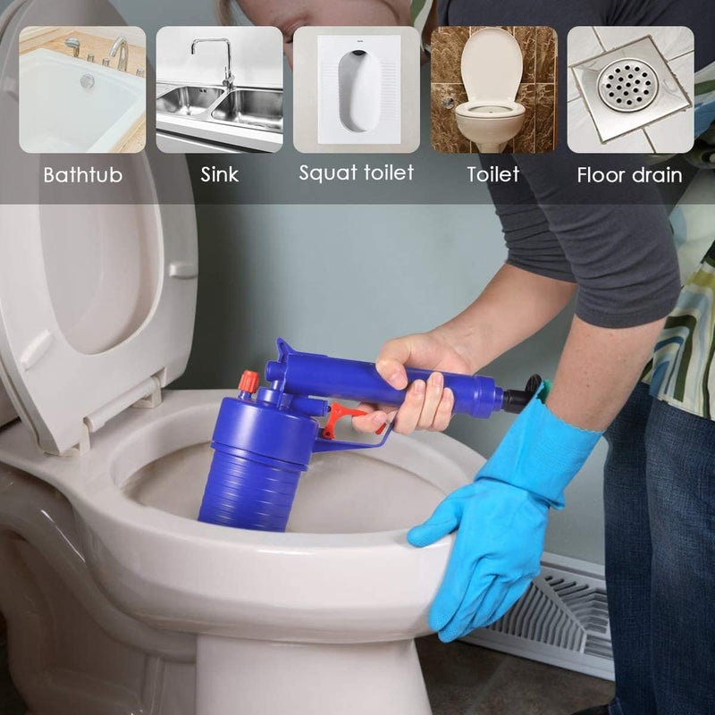 Calyrex Toilet Plunger, High Pressure Manual Powerful Toilet Cleaner Clogged Drain Buster with Four Suckers for Sink Bathtub Basin (Blue) - Image 5