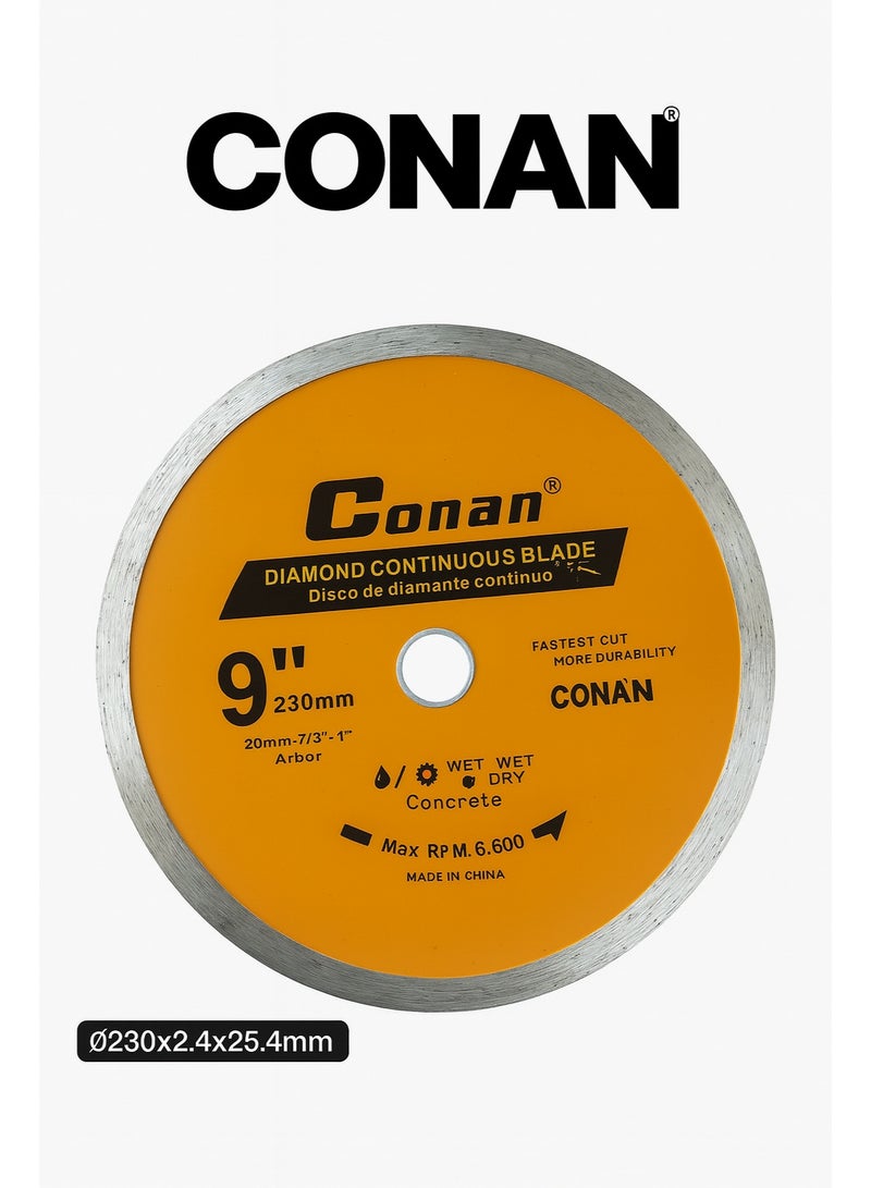 Conan COW230 – 9 Inch (230mm) Diamond Continuous Blade | Industrial Wet & Dry Cutting Disc for Marble, Ceramic & Tile | Max 6,600 RPM | 2.4mm Thickness - Image 5