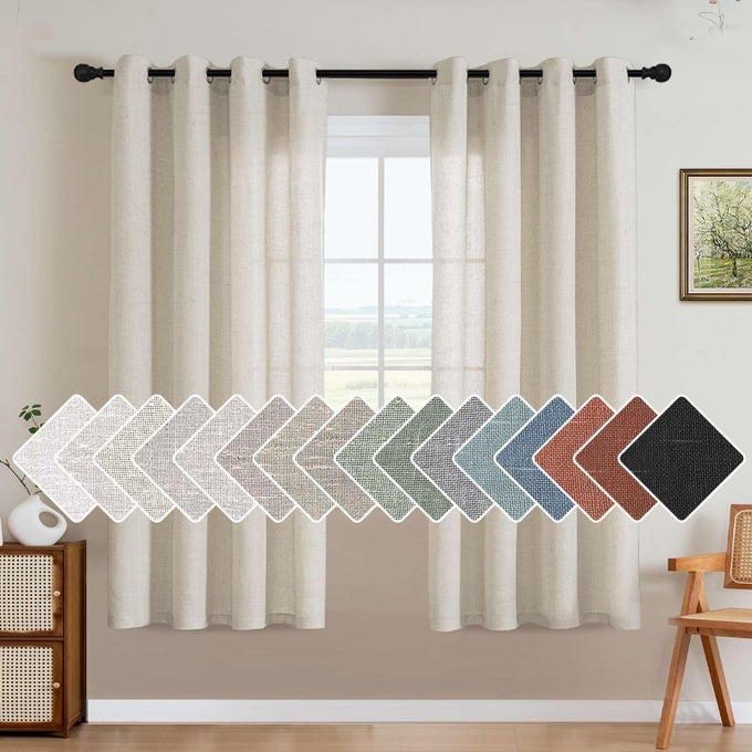 HVERSAILTEX Living Room Linen Curtains Home Decorative Nickel Grommet Curtains Privacy Added Energy Saving Light Filtering Window Treatments Draperies for Bedroom Ivory 2 Panels 52 x 72 Inch