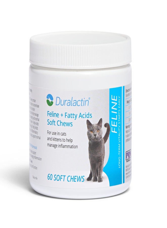 PRN Pharmacal Duralactin Feline Fatty Acid Soft Chews - Joint Health Supplement for Cats & Kittens to Help Manage Soreness - Omega-3 Fatty Acid Supplement - Chicken Liver Flavor - 60 Chews - Image 1