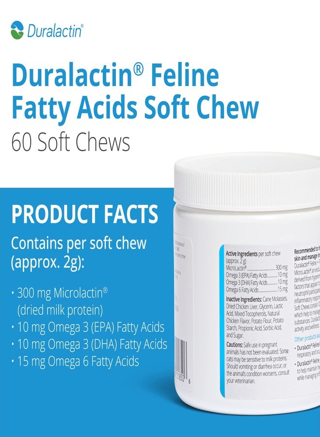 PRN Pharmacal Duralactin Feline Fatty Acid Soft Chews - Joint Health Supplement for Cats & Kittens to Help Manage Soreness - Omega-3 Fatty Acid Supplement - Chicken Liver Flavor - 60 Chews - Image 2