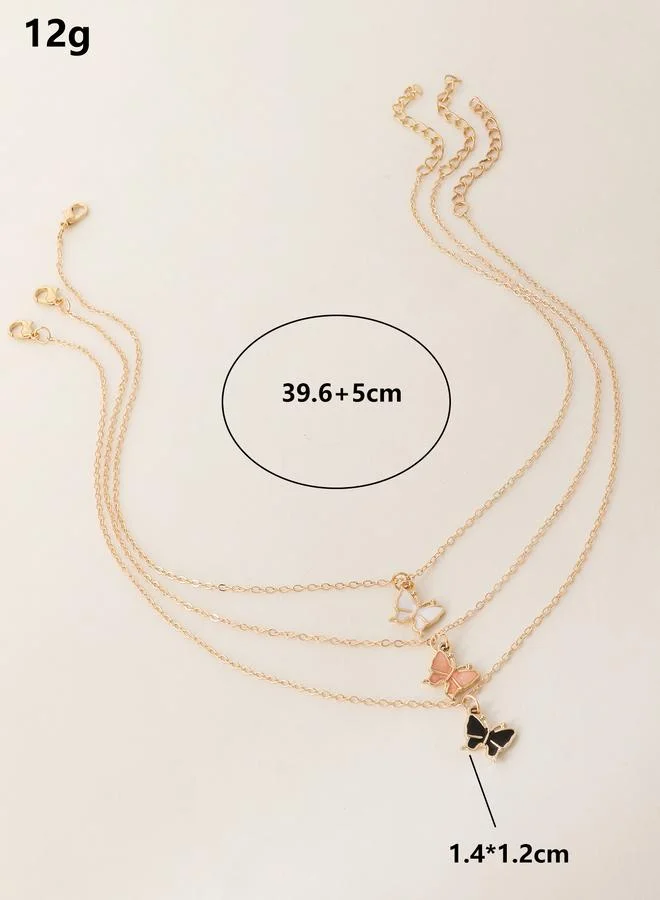 Take Two  Pack of 3 - Girls Multi-Color  Butterfly Pendant Necklaces for Women | Best Price UAE