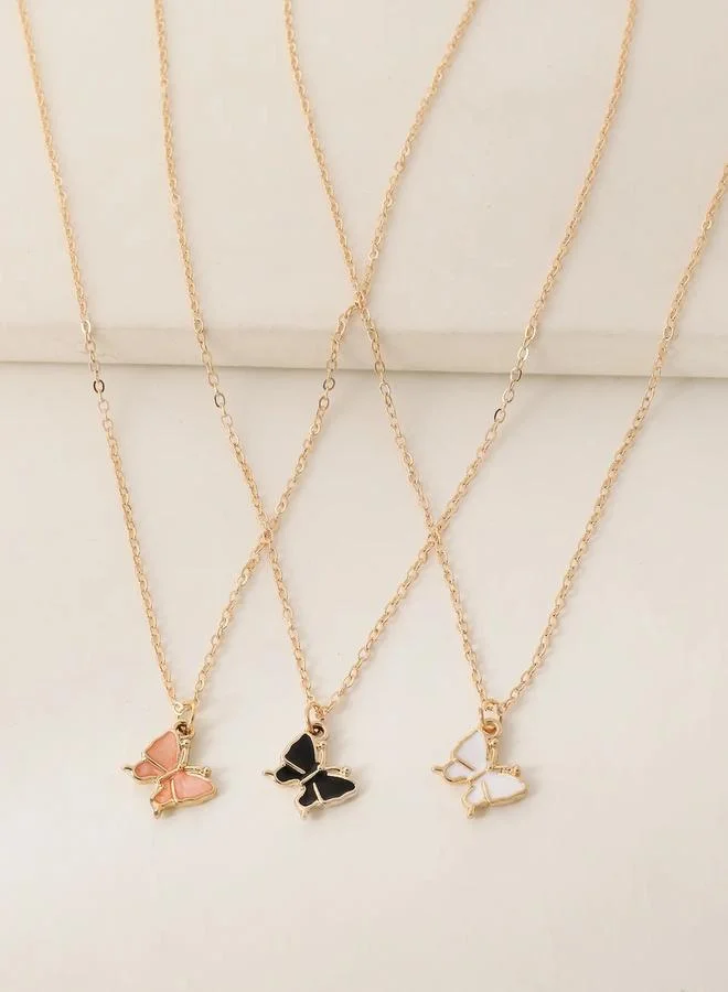 Take Two  Pack of 3 - Girls Multi-Color  Butterfly Pendant Necklaces for Women | Best Price UAE