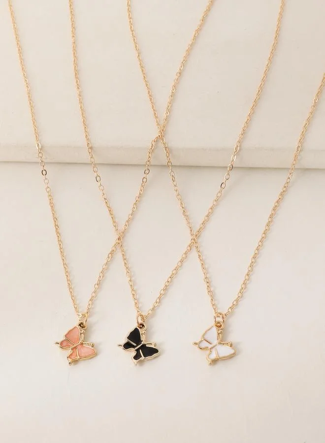 Take Two  Pack of 3 - Girls Multi-Color  Butterfly Pendant Necklaces for Women | Best Price UAE