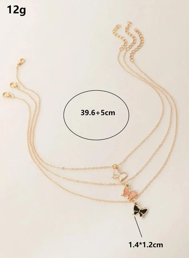 Take Two  Pack of 3 - Girls Multi-Color  Butterfly Pendant Necklaces for Women | Best Price UAE