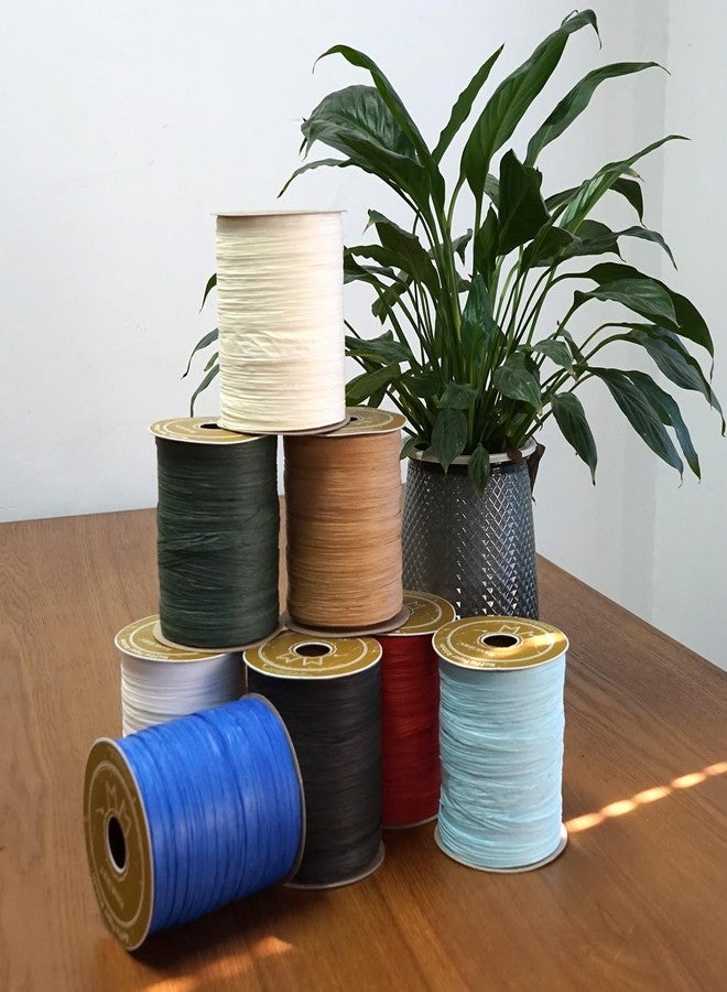 HAMUIERS Raffia Ribbon for Gift Wrapping, Packing Paper Twine, Raffia Yarn for Crochet - 1/4'' Wide, 100 Yards, White - Image 5