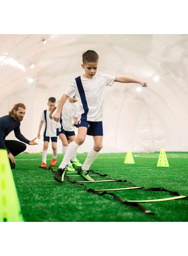 أوهوهو مجموعة تدريب السرعة سلم خفة الحركة من أوهوهو، 12 درجة، سلالم تمارين بطول 20 قدمًا مع أوتاد أرضية لكرة القدم وكرة القدم والملاكمة وتدريبات اللياقة البدنية الرياضية مع حقيبة حمل مستلزمات رياضية- ادوترياضيه - مسلزمات جيم - Image 2