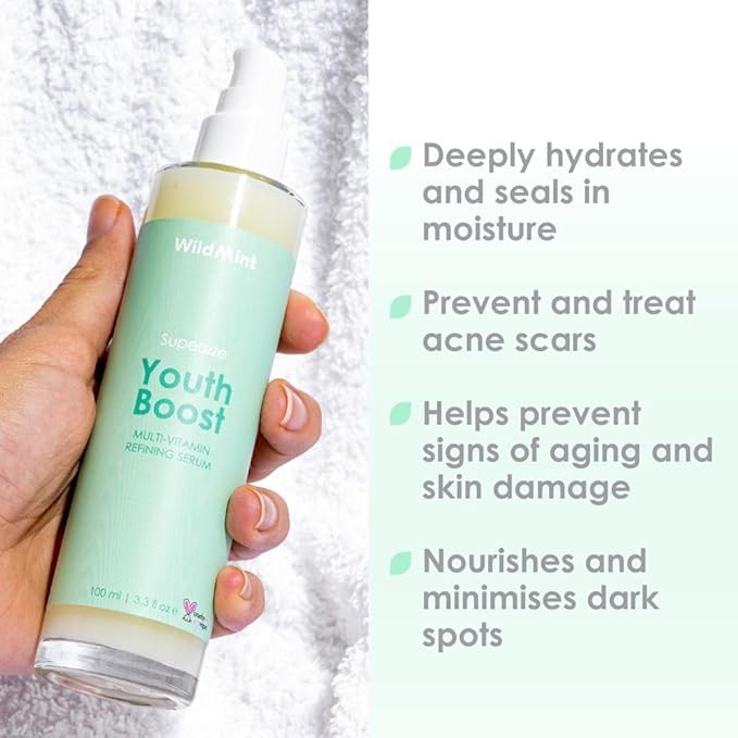 WildMint Youth Boost Natural Face Serum Hydrating AntiAging Serum for Sensitive Dry Mature Menopause Skin Hyaluronic Acid Vitamin C UK Made Vegan CrueltyFree Skincare 30ml - Image 2