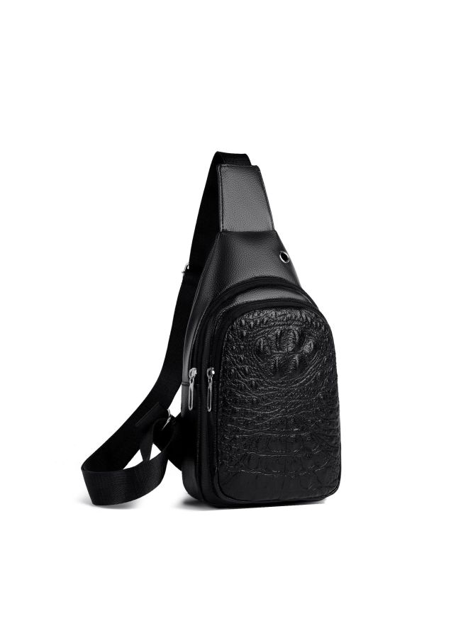 Generic Men's Chest Bag Crocodile Pattern Crossbody Bag Multifunctional Storage Bag Fashionable Cool Shoulder Casual Bag In Stock-Color:Brown  - Image 5