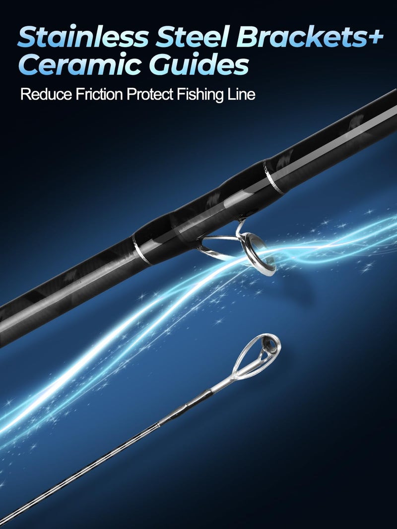 Jenseits 7'0" Casting Rod â€“ 2-Piece Carbon Fiber Fishing Rod, Medium Heavy Power, Extra Fast Action, 3A Cork Handle, Stainless Steel + Ceramic Guides â€“ Bass & Lure Fishing Pole - Image 3