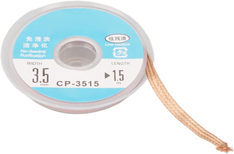 For PCB Repair and Accuracy Instruments - Red Copper Desoldering Wick Braid CP 3015, 1.5m 4.9ft Length, Low No Clean Solder Braid with Flat Needle Preparation for Fast Thermal (CP-3515) - Image 3