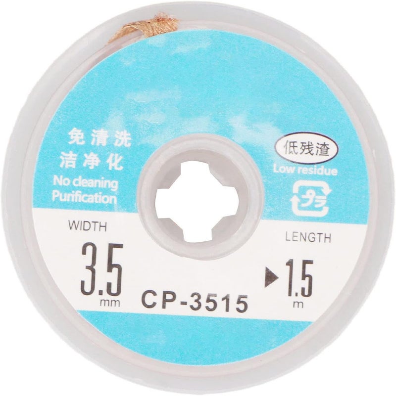 For PCB Repair and Accuracy Instruments - Red Copper Desoldering Wick Braid CP 3015, 1.5m 4.9ft Length, Low No Clean Solder Braid with Flat Needle Preparation for Fast Thermal (CP-3515) - Image 1
