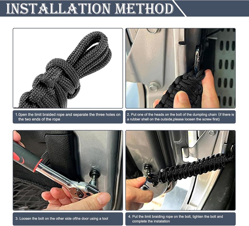 dawfall 2 PCS Car Door Limiting Straps - Black - Image 5