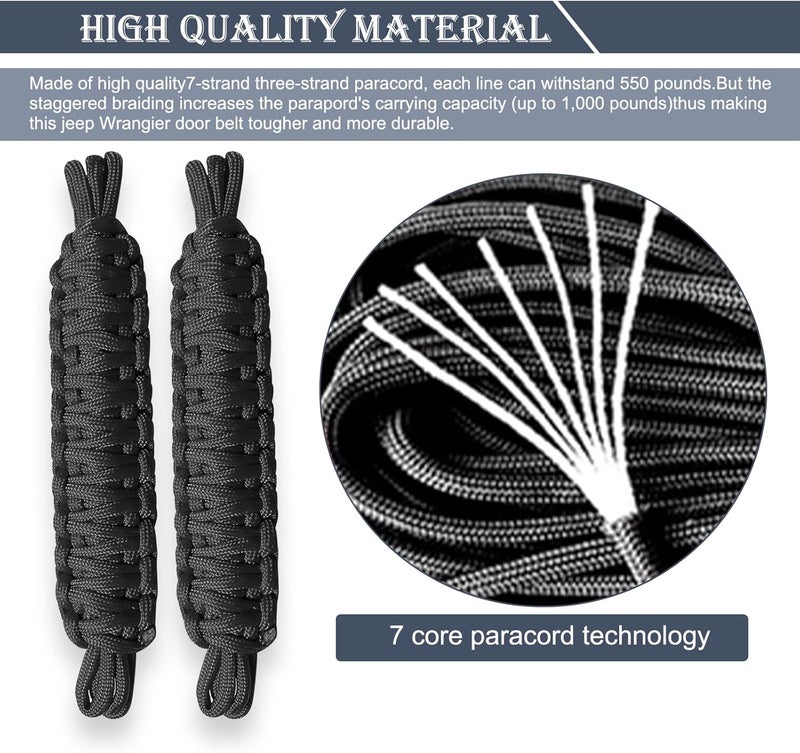 dawfall 2 PCS Car Door Limiting Straps - Black - Image 2