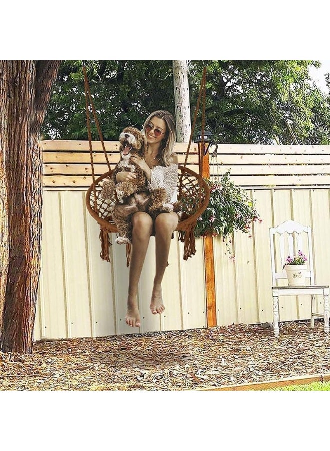 DubaiGallery Macramé Hammock Chair – Handcrafted Cotton Rope Hanging Swing Seat with Fringe, Suitable for Indoor or Outdoor Use, Perfect for Home Décor, Lounging, Reading Nooks, Balconies, and Patios, Comfortable and Elegant Boho Design - Image 5