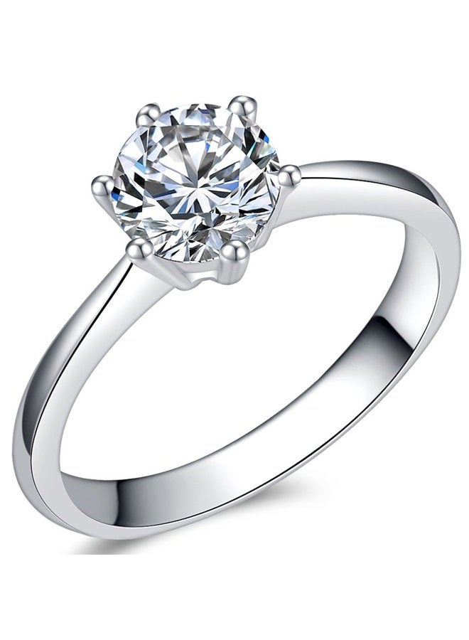 Jude Jewelers Stainless Steel 1 to 4 Carat Cubic Zircon Simulated Diamond Solitaire Wedding Engagement Ring, Metal, Cubic Zirconia