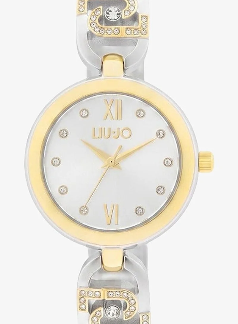 Liu Jo Women's Identity Nuvar Watch with Crystal Dial, 28 mm, Two-Tone Crystal Bracelet, Silver Dial