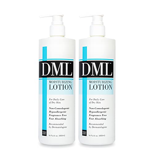 DML Moisturizing Lotion Hydrating Hand and Body Moisturizer  Hypoallergenic Body Lotion for Dry and Cracked Skin  Gentle Unscented Moisturizing Lotion Great for Men and Women  16 oz Pack of 2