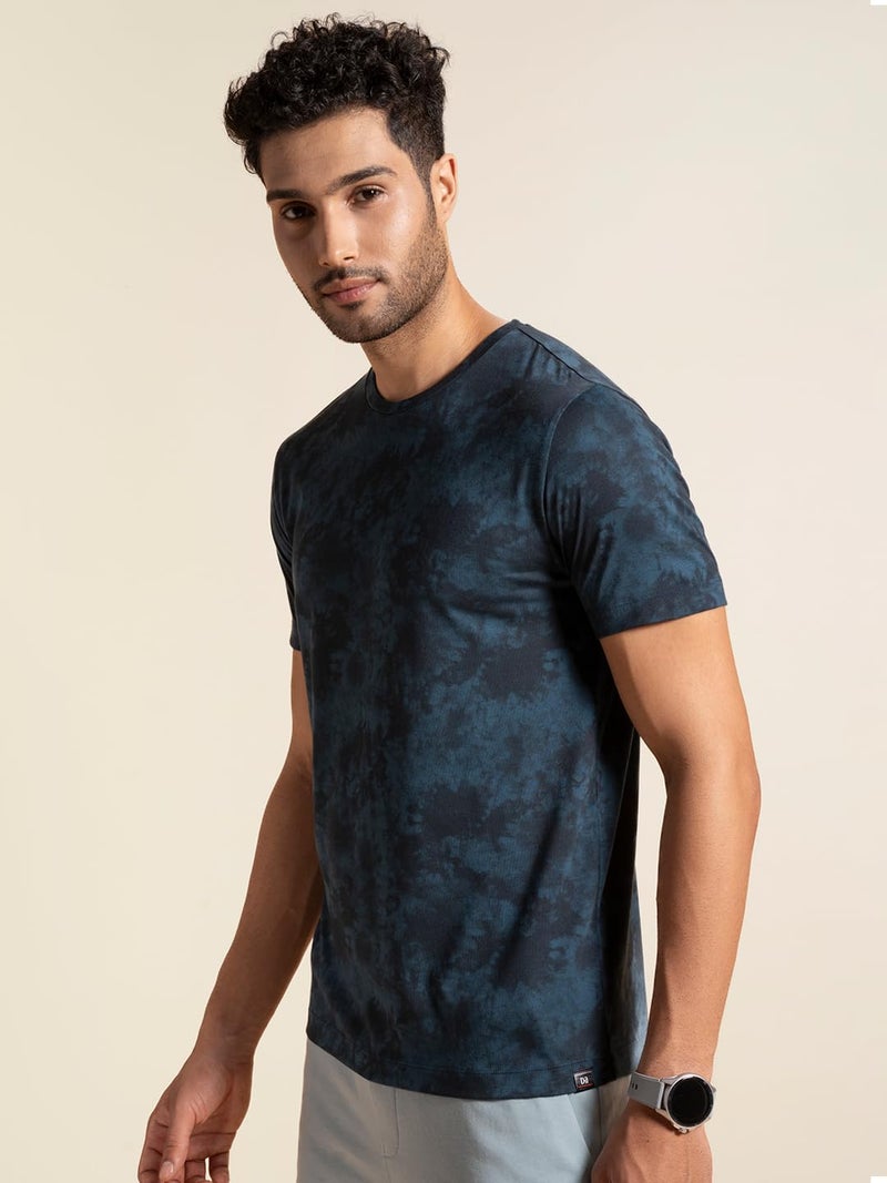 DAMENSCH Regular Fit Cotton Blend Tshirt Half Sleeve Crew Neck Comfortable Casual Lightweight Premium Vortex Elemental Breeeze Tshirts for Men Pack of 1-Dusty Blue-S - Image 5