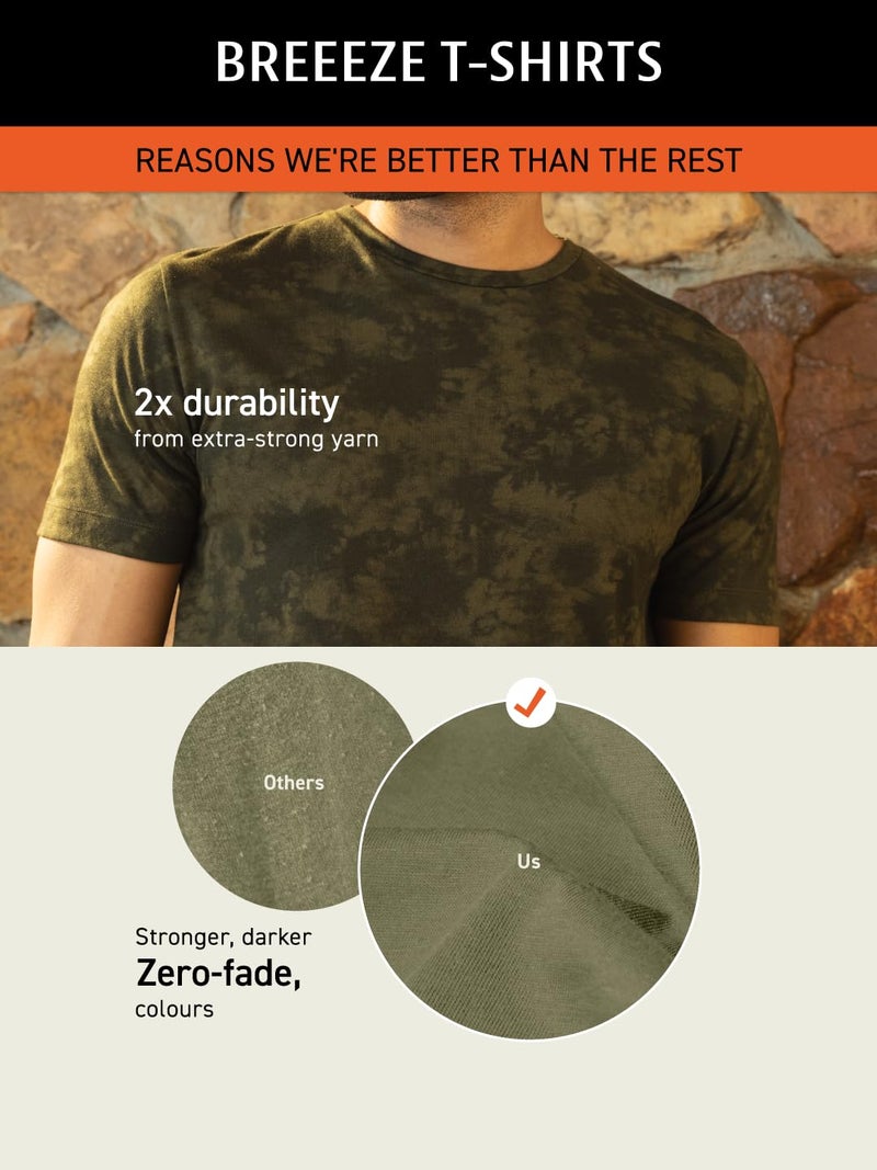 DAMENSCH Regular Fit Cotton Blend Tshirt Half Sleeve Crew Neck Comfortable Casual Lightweight Premium Vortex Elemental Breeeze Tshirts for Men Pack of 1-Dusty Blue-S - Image 3