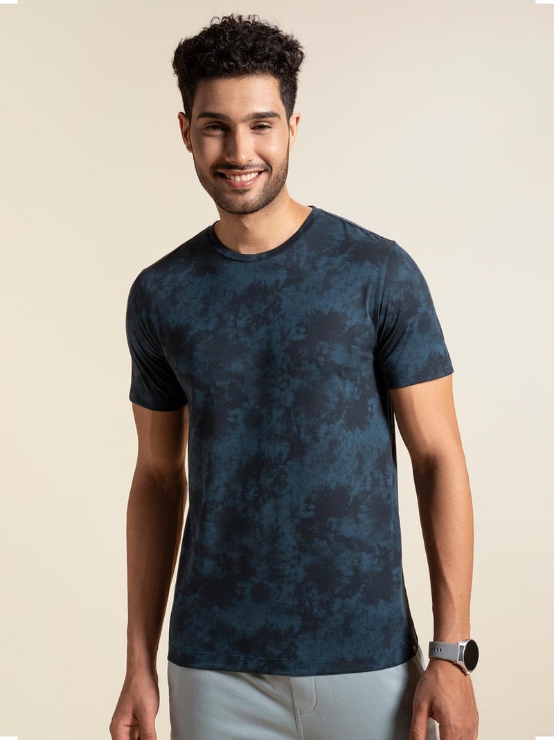 DAMENSCH Regular Fit Cotton Blend Tshirt Half Sleeve Crew Neck Comfortable Casual Lightweight Premium Vortex Elemental Breeeze Tshirts for Men Pack of 1-Dusty Blue-S - Image 4
