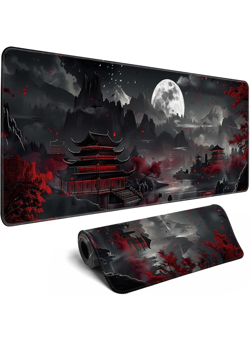 Japanese Desk Mat Riverside Full Moon Large Mouse Pad Gaming Mousepad Extended  Large Keyboard Mat Computer Laptop Mouse Desktop Mat 70 X 30cm Desk Decor - Image 1