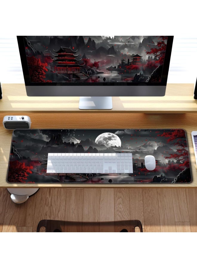 Japanese Desk Mat Riverside Full Moon Large Mouse Pad Gaming Mousepad Extended  Large Keyboard Mat Computer Laptop Mouse Desktop Mat 70 X 30cm Desk Decor - Image 2