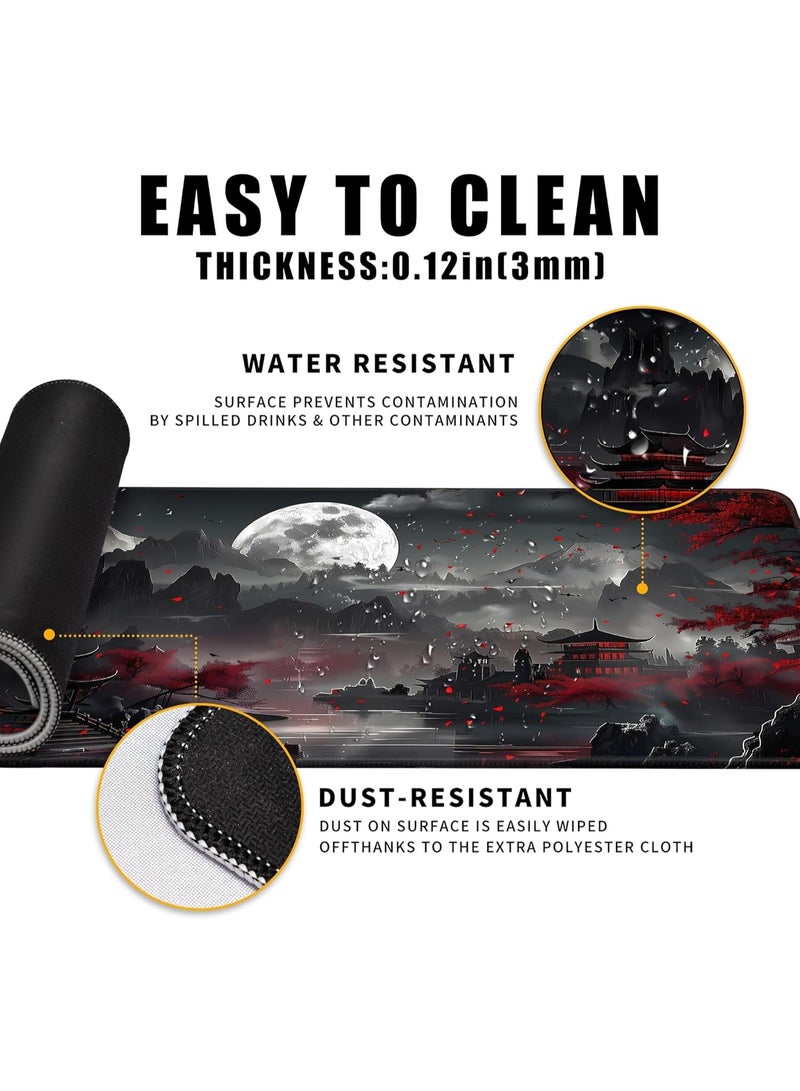 Japanese Desk Mat Riverside Full Moon Large Mouse Pad Gaming Mousepad Extended  Large Keyboard Mat Computer Laptop Mouse Desktop Mat 70 X 30cm Desk Decor - Image 4