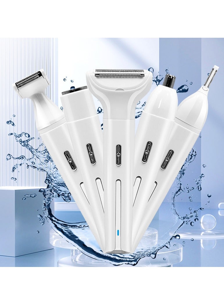 Generic USB rechargeable 5 in 1 Electric Razor for Women,Electric Shaver for Women,Portable Bikini Trimmer Rechargeable Painless Hair Removal Tool Razors for Women for Legs, Underarms, Armpit, Face - Image 1