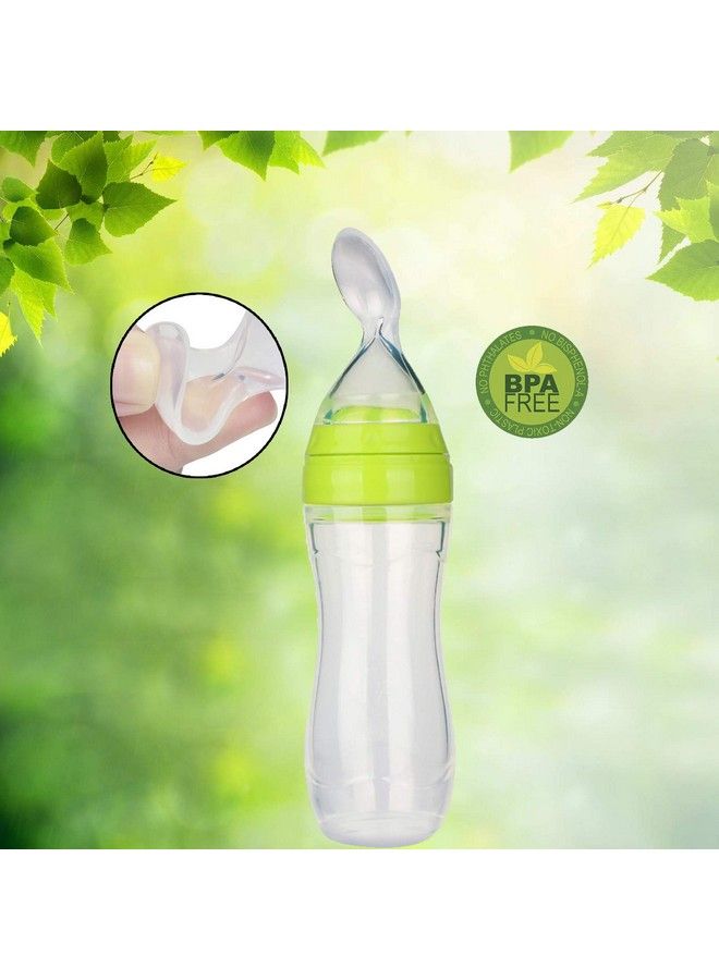 Safe-O-Kid 1 Easy Squeezy Silicone Food Feeder Spoon (Soft Tip) Bottle Green 90Ml Pack Of 1 - Image 4