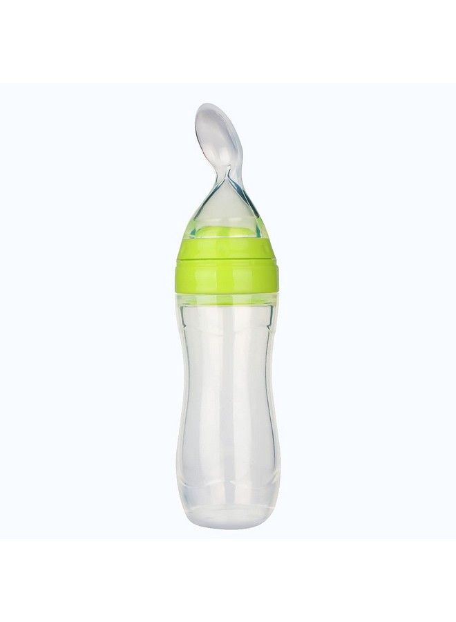 Safe-O-Kid 1 Easy Squeezy Silicone Food Feeder Spoon (Soft Tip) Bottle Green 90Ml Pack Of 1 - Image 1