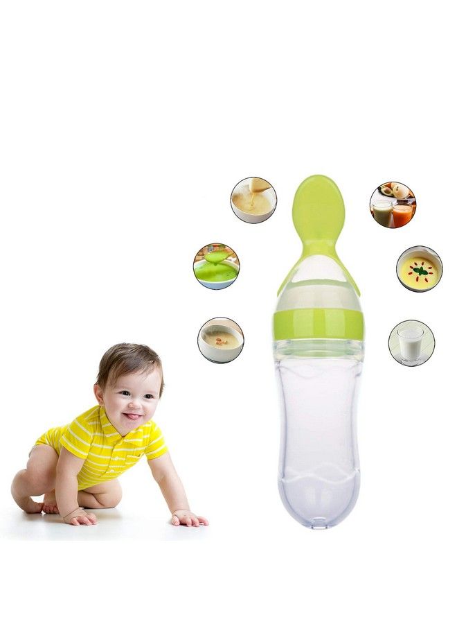 Safe-O-Kid 1 Easy Squeezy Silicone Food Feeder Spoon (Soft Tip) Bottle Green 90Ml Pack Of 1 - Image 5