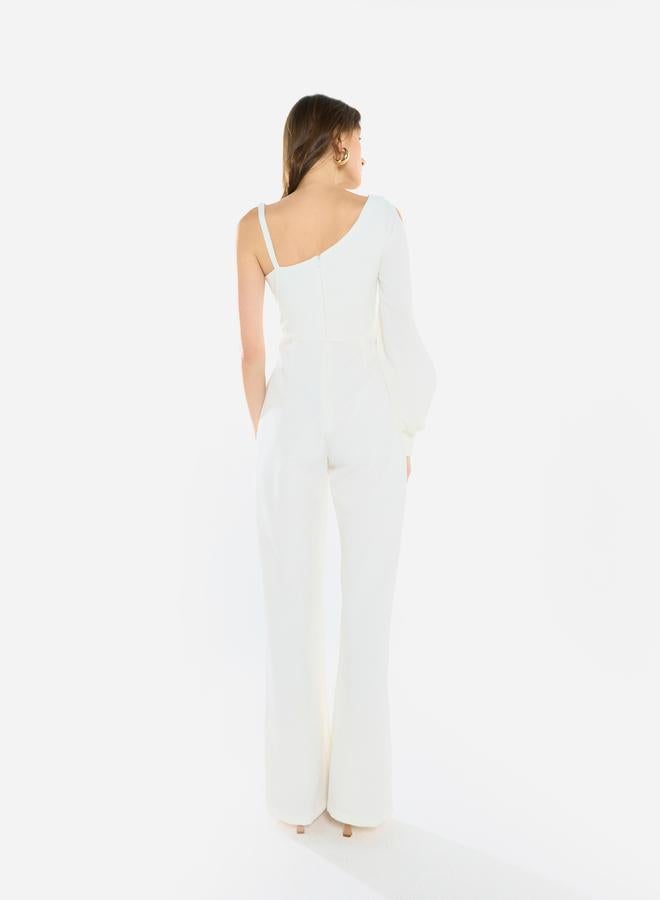 House of Moda Women One Shoulder Chain Accent Jumpsuit - Image 5