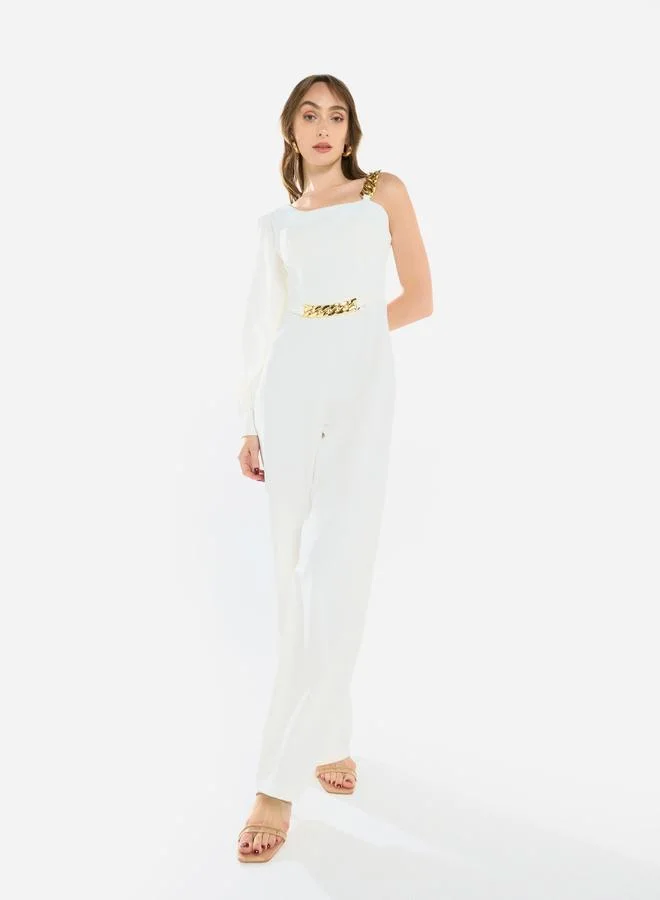 هاوس اوف مودا جمبسوت بكتف واحد وتفاصيل سلسلة