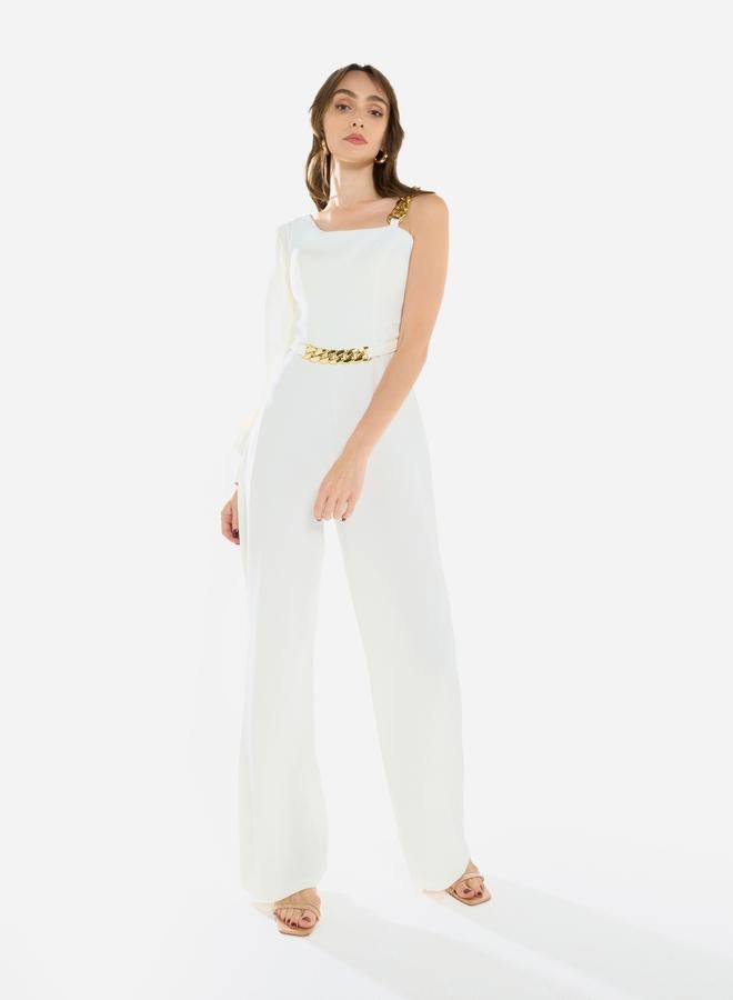 House of Moda Women One Shoulder Chain Accent Jumpsuit - Image 3