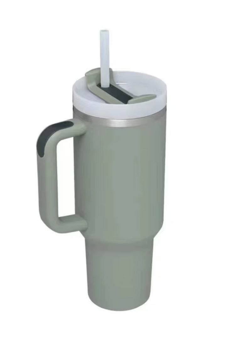 bullga Bullga Thermal Cup with Straw, 40 oz., Drinking Cup with Lid, Handle, and Straw for Hot and Cold Drinks, Portable Cup  - Image 1