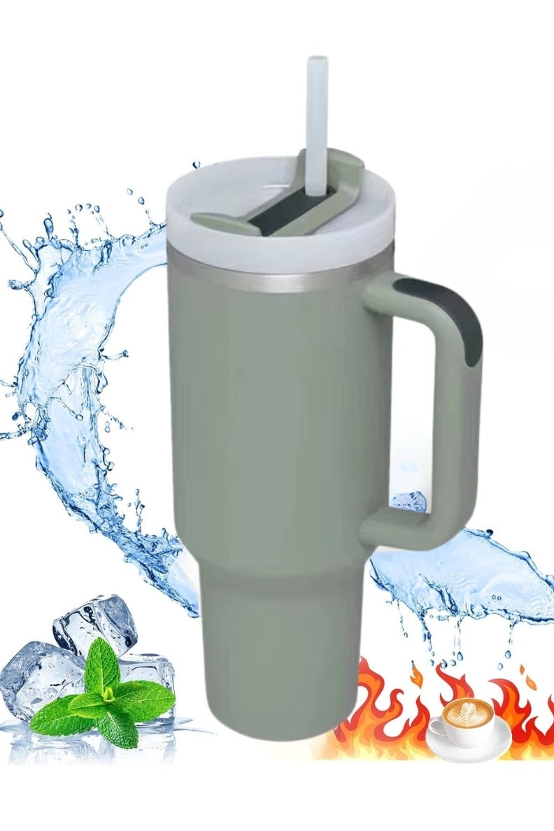 bullga Bullga Thermal Cup with Straw, 40 oz., Drinking Cup with Lid, Handle, and Straw for Hot and Cold Drinks, Portable Cup  - Image 3