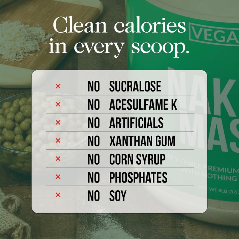 Nakd ناكد فيغان ماس فانيلا  مكسب الوزن النباتي 1230 سعرة حرارية غير معدلة وراثيًا خالي من الجلوتين بدون مكونات صناعية 8 رطل 11 حصة - Image 2