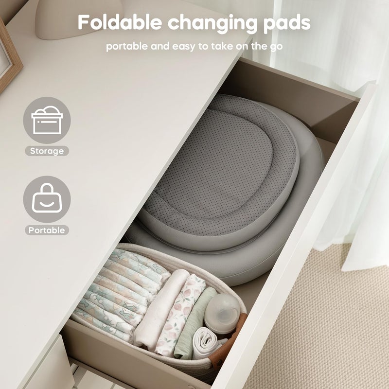 Mamatepe Baby Changing Pad Soft Foldable Leather Diaper Changing Pad Contoured Changing Table Pads for Dresser Waterproof  NonSlip Wipeable 30X19Gray - Image 5